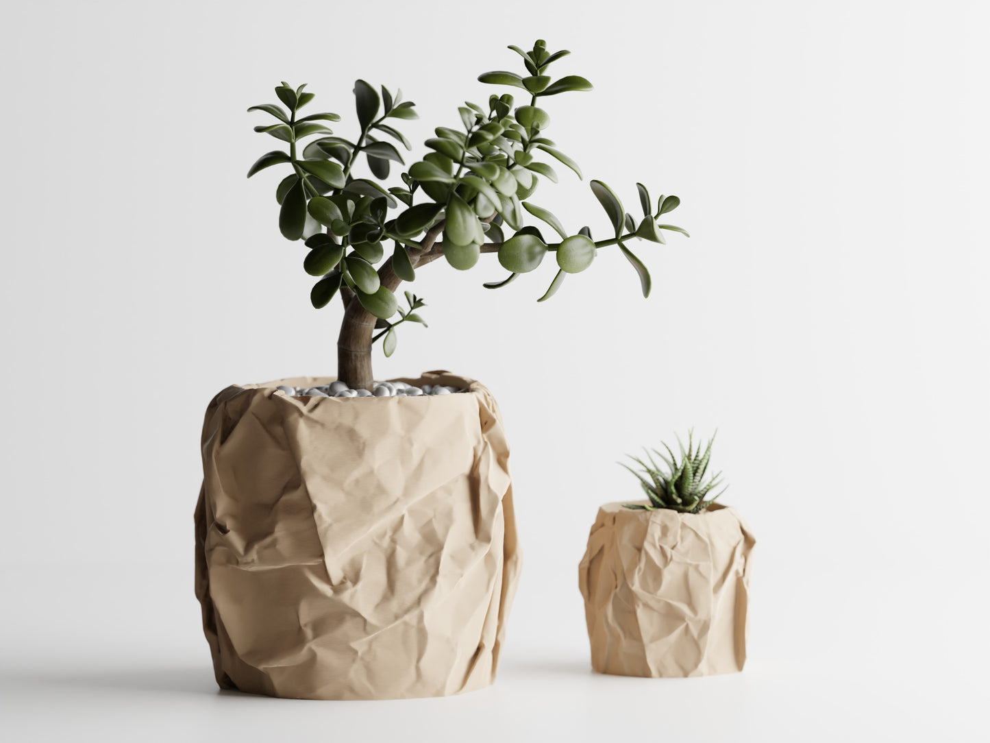 Crumpled Paper Pot Round 3D Printed Pot