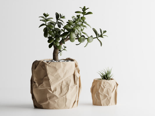 Crumpled Paper Pot Round 3D Printed Pot