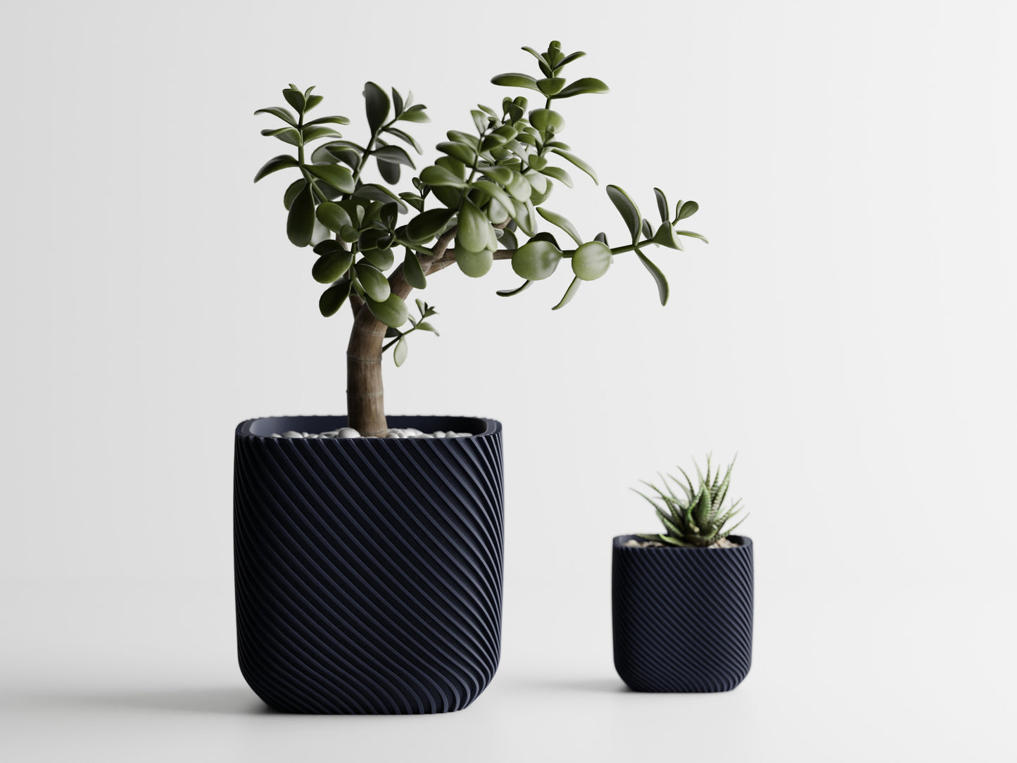 Fine Rib Rounded Rectangle Cube 3D Printed Pot