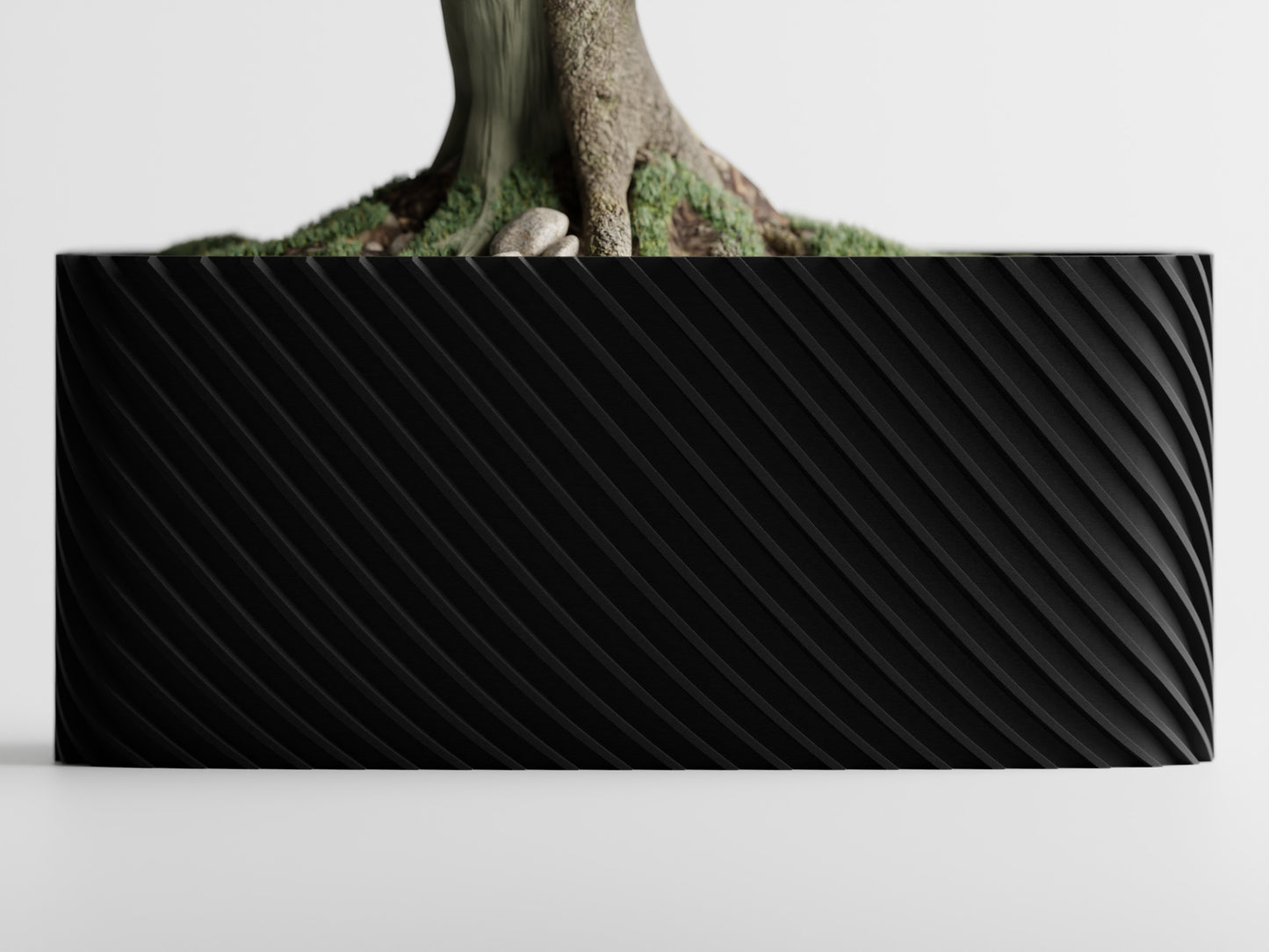 Fine Rib Rounded Rectangle Low-Profile 3D Printed Pot