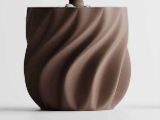 Smooth Ribs Curved 1 3D Printed Pot
