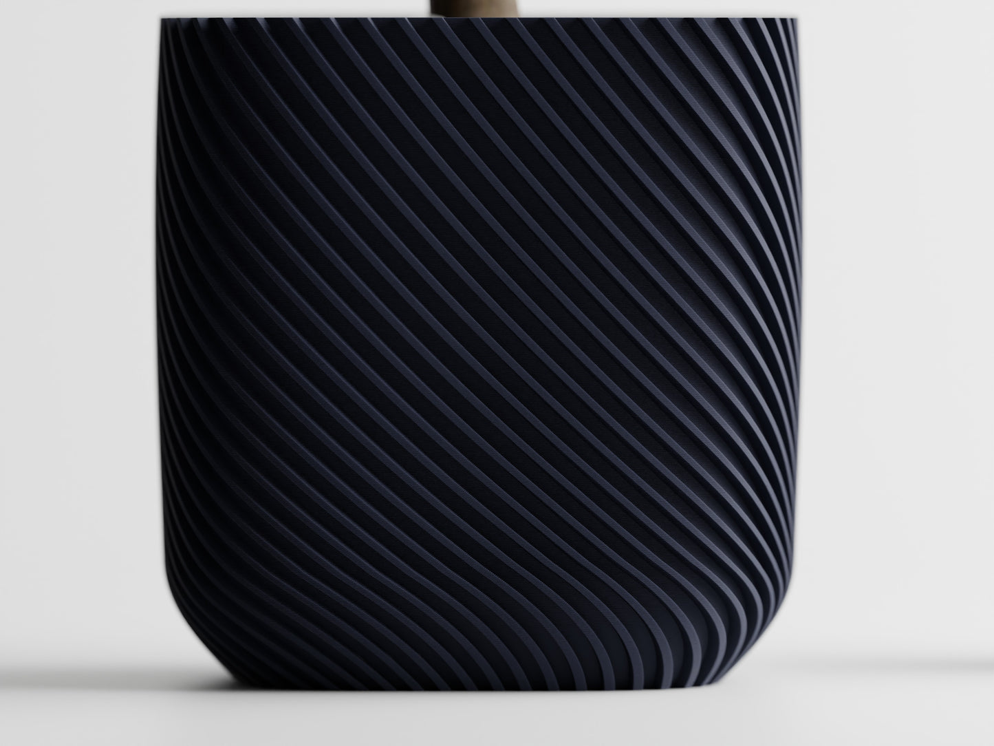 Fine Rib Rounded Rectangle Cube 3D Printed Pot