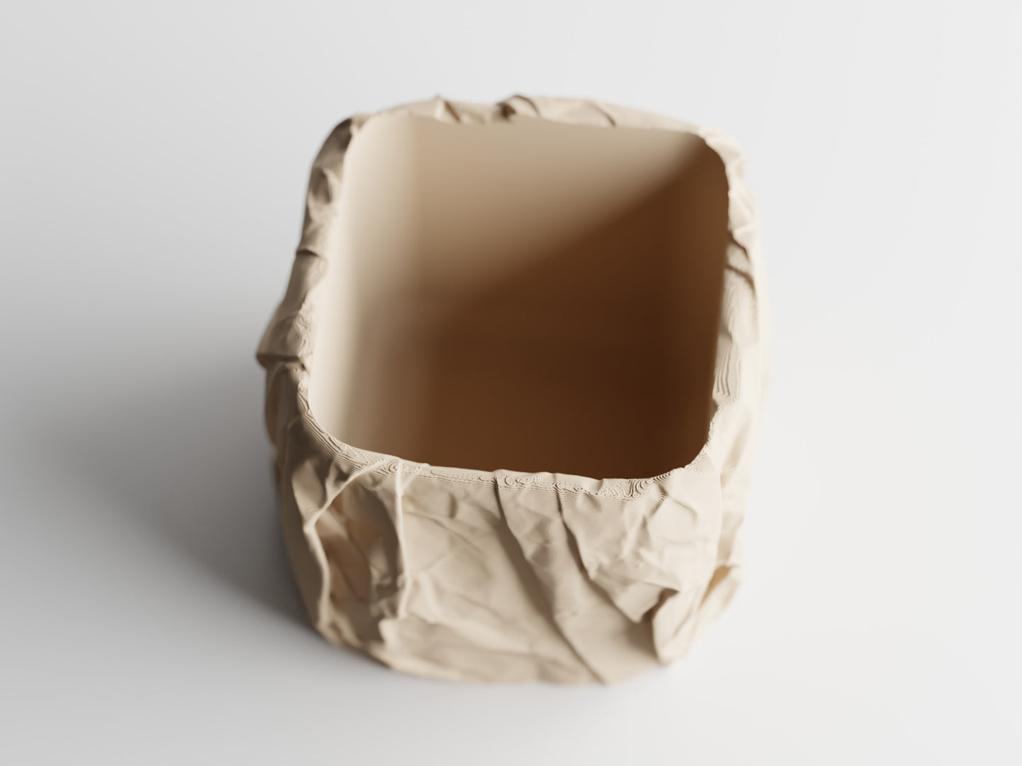 Crumpled Paper Pot Square 3D Printed Pot