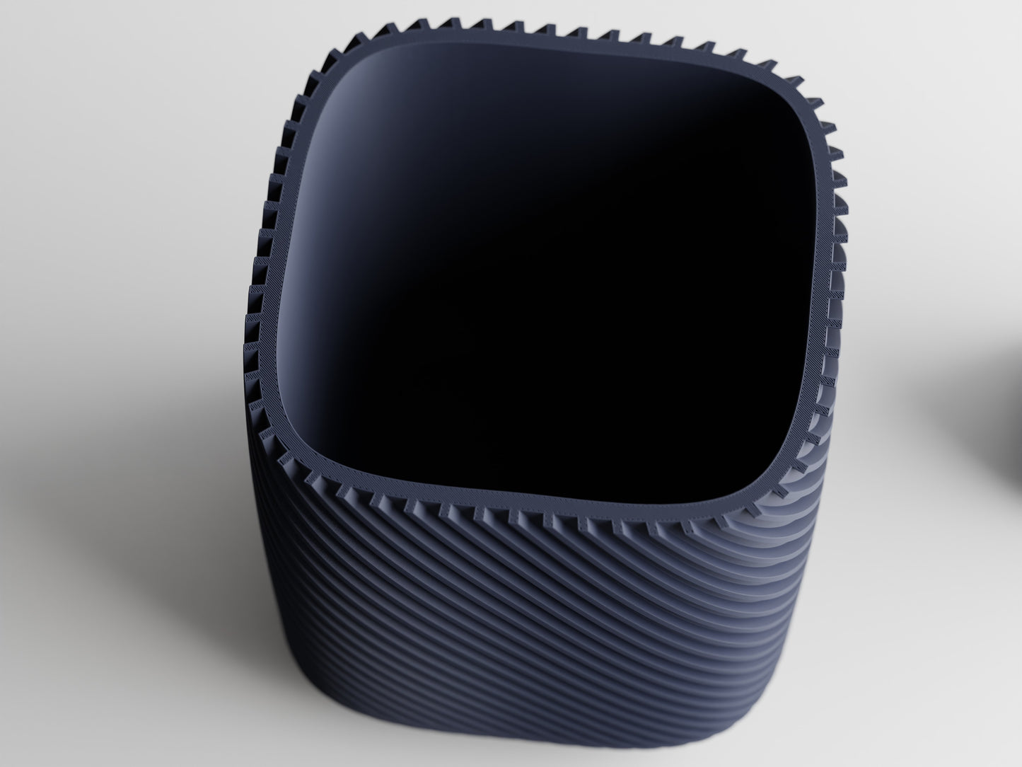 Fine Rib Rounded Rectangle Cube 3D Printed Pot