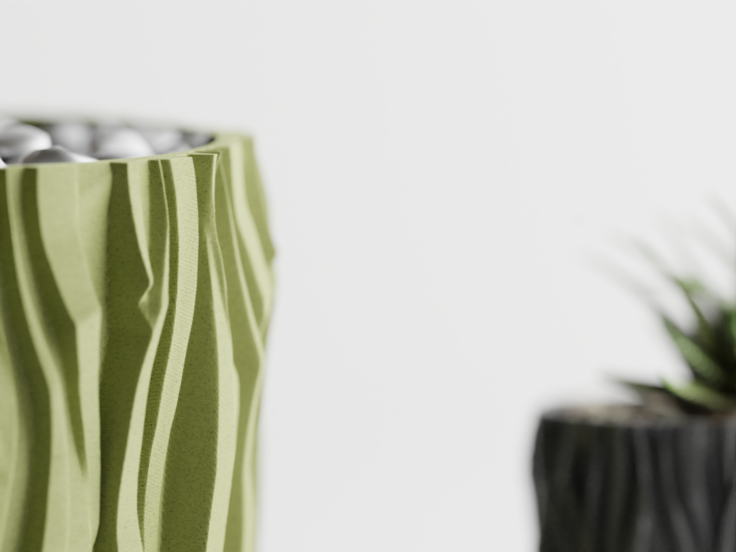 Wavy 3 Wide 3D Printed Pot